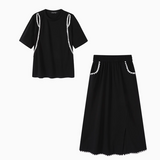 オープンショルダーTシャツ+スカートセット01436