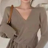 リブVネッククロスセーター01316