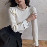 【新作早割11/4まで】パールネックリブニット01528