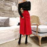 【送料無料】ハイウエストAラインスカート01132