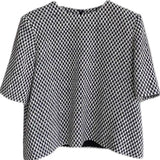 ノーカラーブロックチェックトップス01044