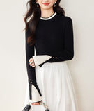 【新作早割12/30まで】レイヤード風バイカラーニットトップス01552