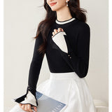 【新作早割12/30まで】レイヤード風バイカラーニットトップス01552