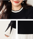 【新作早割12/30まで】レイヤード風バイカラーニットトップス01552