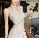 【新作早割4/21まで】ラップデザインVネックワンピース 01609