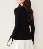 【新作早割12/30まで】レイヤード風バイカラーニットトップス01552