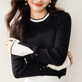 【新作早割12/30まで】レイヤード風バイカラーニットトップス01552