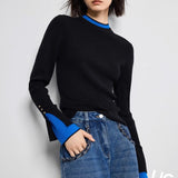 【新作早割12/30まで】レイヤード風バイカラーニットトップス01552