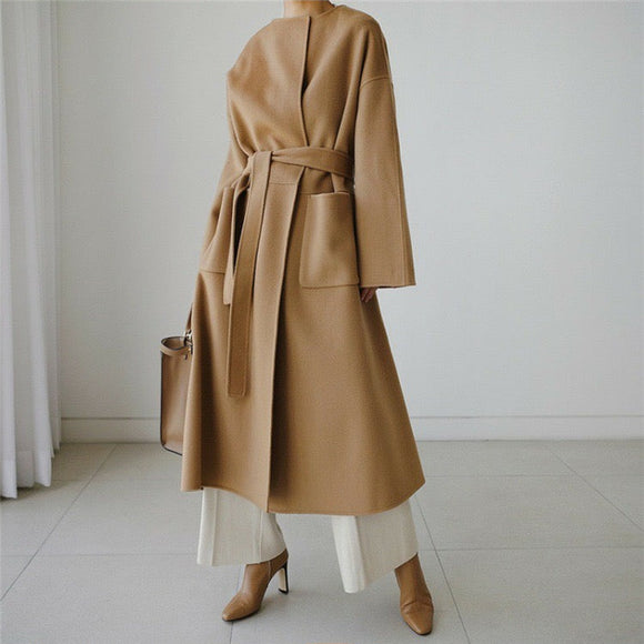 【新作早割11/18まで】ノーカラーロングコート01535