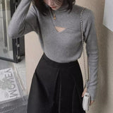 【新作早割11/18まで】デコルテスリットタートルニットトップス01537