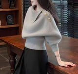 【新作早割11/25まで】ゴールドボタンハイネックニット01539