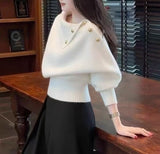 【新作早割11/25まで】ゴールドボタンハイネックニット01539