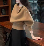 【新作早割11/25まで】ゴールドボタンハイネックニット01539