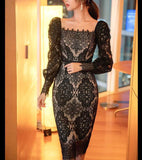 【新作早割12/9まで】シアーレーススレンダードレス01544