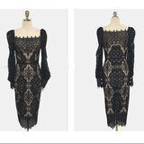 【新作早割12/9まで】シアーレーススレンダードレス01544