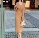 【新色追加！】【新作早割12/9まで】Vネックニットワンピース01306