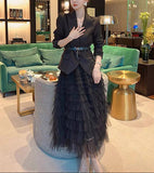 ショート丈ジャケット＋ティアードチュールスカート+ベルトセット01546