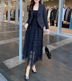 ショート丈ジャケット＋ティアードチュールスカート+ベルトセット01546