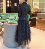 ショート丈ジャケット＋ティアードチュールスカート+ベルトセット01546