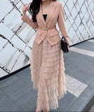 ショート丈ジャケット＋ティアードチュールスカート+ベルトセット01546