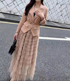 ショート丈ジャケット＋ティアードチュールスカート+ベルトセット01546