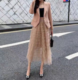 ショート丈ジャケット＋ティアードチュールスカート+ベルトセット01546