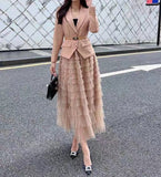 ショート丈ジャケット＋ティアードチュールスカート+ベルトセット01546