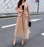 ショート丈ジャケット＋ティアードチュールスカート+ベルトセット01546