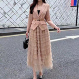 ショート丈ジャケット＋ティアードチュールスカート+ベルトセット01546