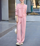 【2/8まで！春先取り10%OFF】ソフトツイードノーカラージャケット+ワイドパンツセット01563