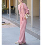 【2/8まで！春先取り10%OFF】ソフトツイードノーカラージャケット+ワイドパンツセット01563