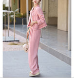 【2/8まで！春先取り10%OFF】ソフトツイードノーカラージャケット+ワイドパンツセット01563