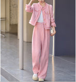 【2/8まで！春先取り10%OFF】ソフトツイードノーカラージャケット+ワイドパンツセット01563