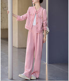 【2/8まで！春先取り10%OFF】ソフトツイードノーカラージャケット+ワイドパンツセット01563