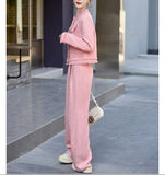 【2/8まで！春先取り10%OFF】ソフトツイードノーカラージャケット+ワイドパンツセット01563