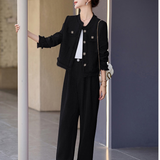 【2/8まで！春先取り10%OFF】ソフトツイードノーカラージャケット+ワイドパンツセット01563