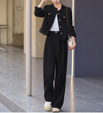 【2/8まで！春先取り10%OFF】ソフトツイードノーカラージャケット+ワイドパンツセット01563