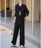 【2/8まで！春先取り10%OFF】ソフトツイードノーカラージャケット+ワイドパンツセット01563