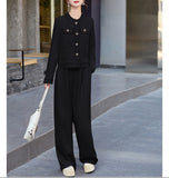 【2/8まで！春先取り10%OFF】ソフトツイードノーカラージャケット+ワイドパンツセット01563