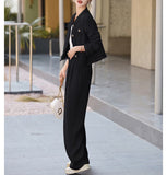 【2/8まで！春先取り10%OFF】ソフトツイードノーカラージャケット+ワイドパンツセット01563