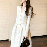 【新作早割2/10まで】エレガントラインツイードワンピース01574