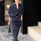 【限定価格2/26まで】ベルト付き縦ラインストライプエレガンスセット01578