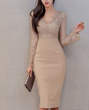 クラシカルレース切替タイトワンピース01580