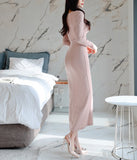 【新作早割3/3まで】サイドギャザーロングワンピース01584