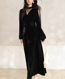 【新作早割12/23まで】シースルーベロアロングワンピース01547