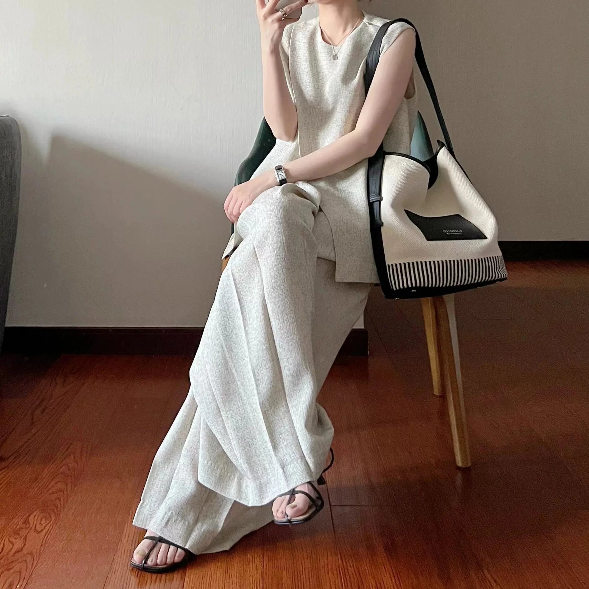 プリーツワイドパンツセットアップ01253 – Okia-official