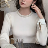 【新作早割11/4まで】パールネックリブニット01528