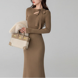 【新作早割1/13まで】リボンネックリブニットワンピース01556