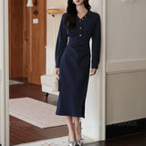 ストライプシャツカラーワンピース01561