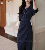 ストライプシャツカラーワンピース01561